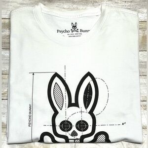 Psycho Bunny Men's White Depoe Bunny Graphic T-Shirt Adult Size 5 Medium